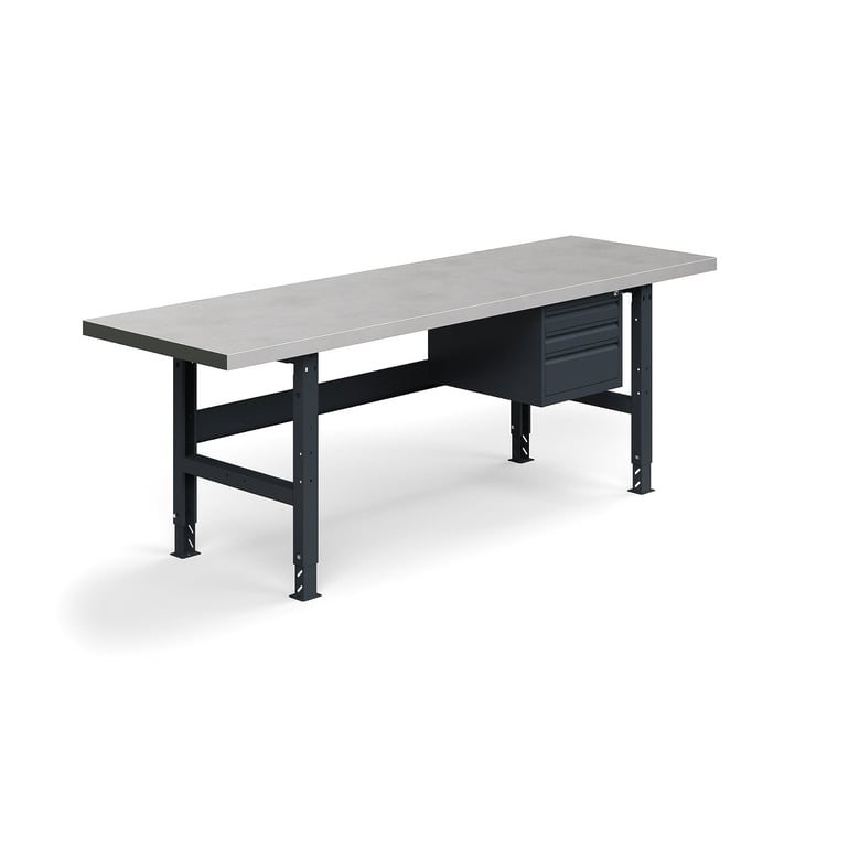 E-shop Dielenský stôl TRUST, 3 zásuvky, 2500x760mm, 600 kg, oceľový povrch