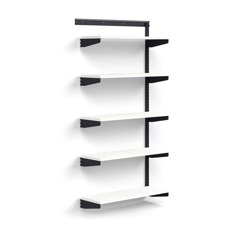 E-shop Nástenný regál RELY, prídavná sekcia, laminátové police, 1800x900x300 mm, antracit/biela