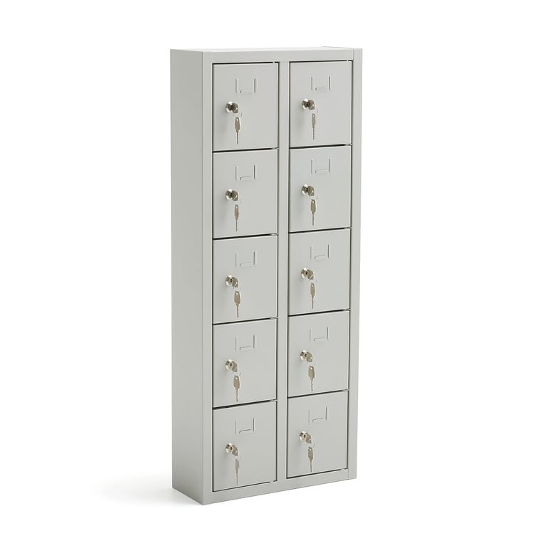 E-shop Skrinka na osobné veci MULTICUBE, 10 boxov, 1008x412x150 mm, svetlošedá