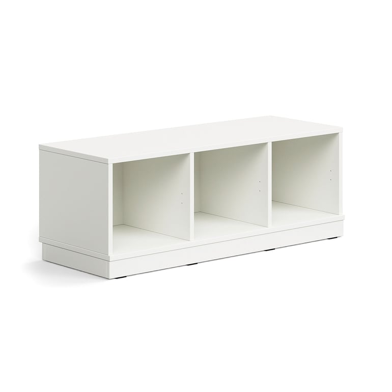 Úložná skrinka CASPER, 3 priehradky, so soklom, biela
