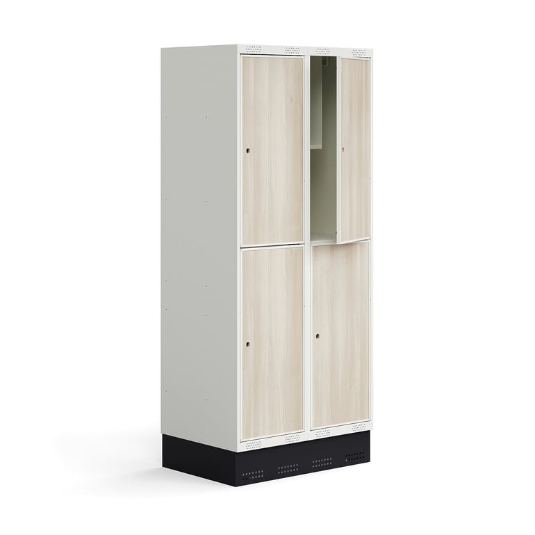 E-shop Šatňová skrinka ROZ, 2 sekcie, 4 dvere, so soklom, 1890x800x550 mm, jaseň​
