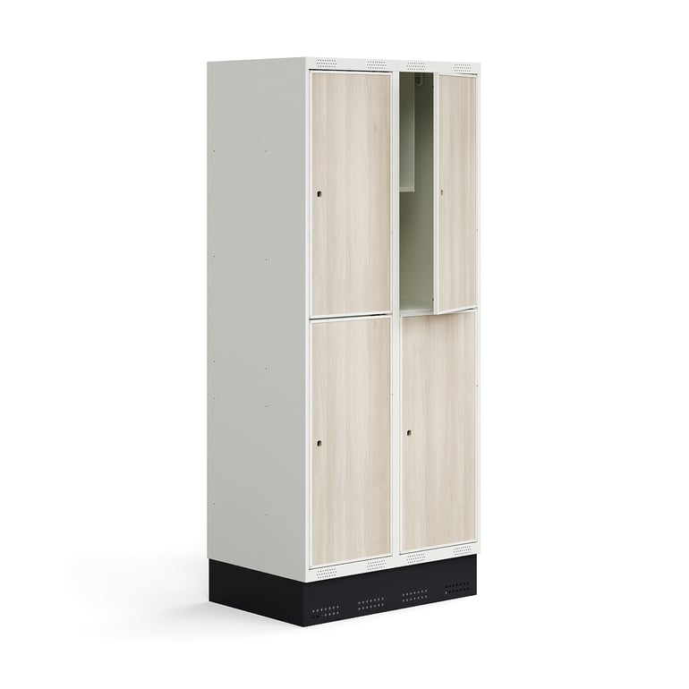 Levně Šatní skříňka ROZ, 2 sekce, 4 boxy, se soklem, 1890x800x550 mm, jasan