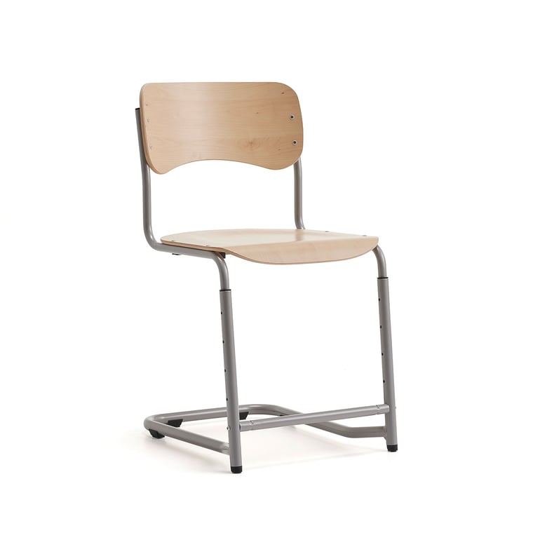 E-shop Študentská stolička ELEVATE, nastaviteľná výška: 460–520 mm, strieborná/breza