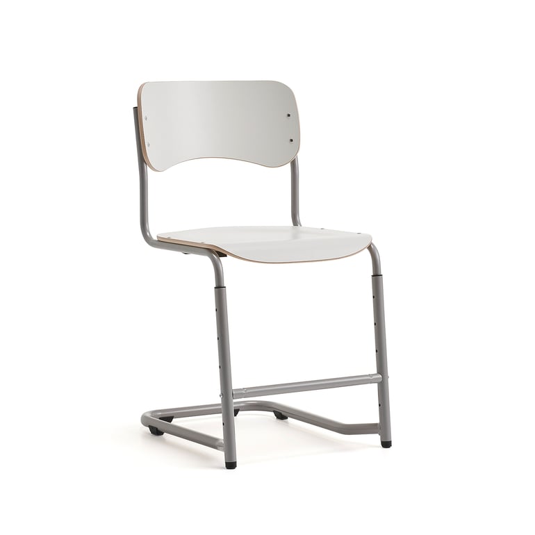 E-shop Študentská stolička ELEVATE, nastaviteľná výška: 460-520 mm, strieborná/biela