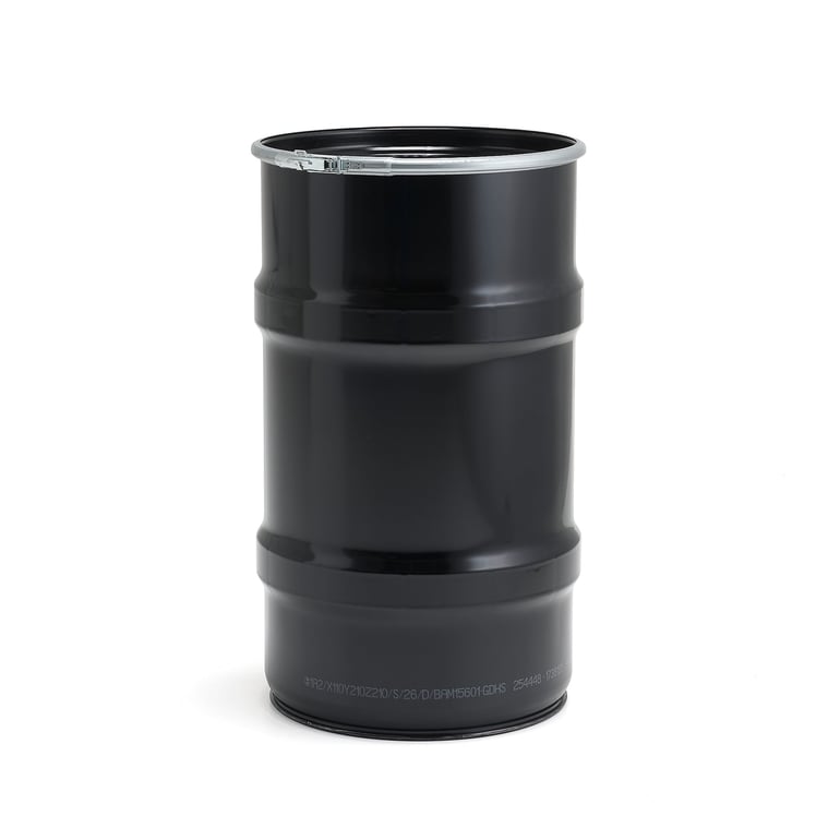 Oceľový sud 120L, plech 0,7 mm, čierny