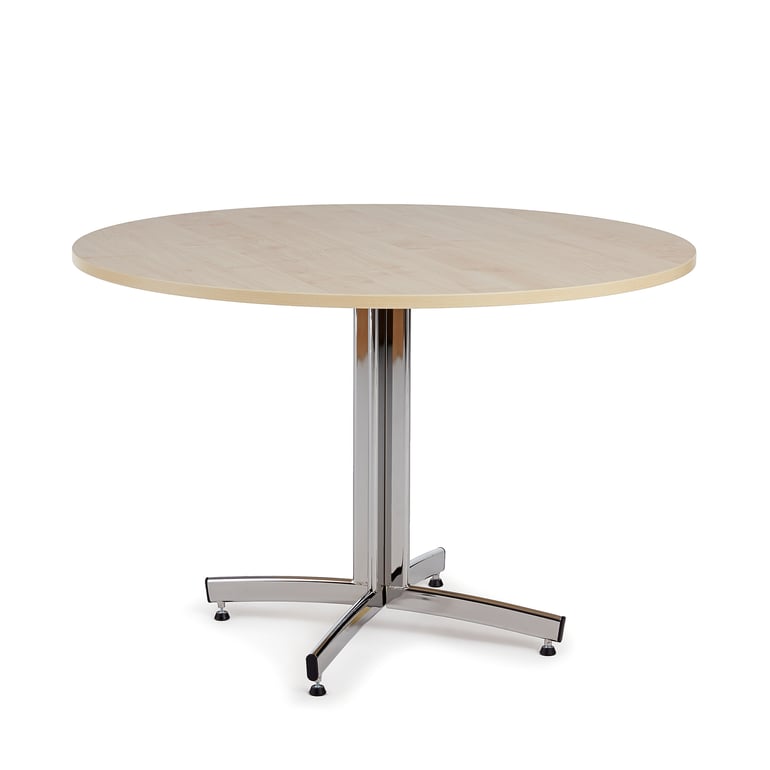 Round canteen table SANNA, Ø 1100x720 mm, birch, chrome | AJ Products IE