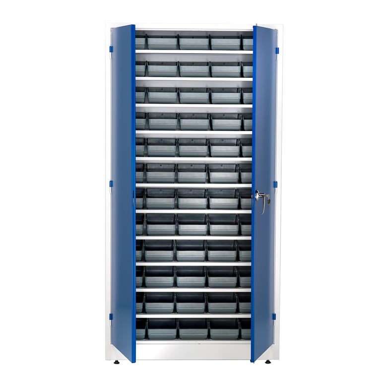 Levně Skříň s plastovými boxy REACH + STYLE, 1900x1000x400 mm, 60 boxů