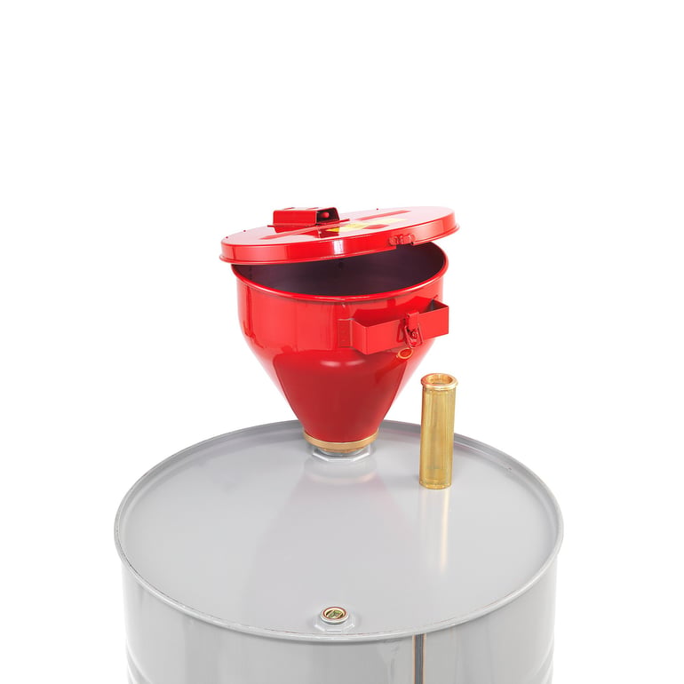 Metal drum funnel with self-closing lid | AJ Products UK