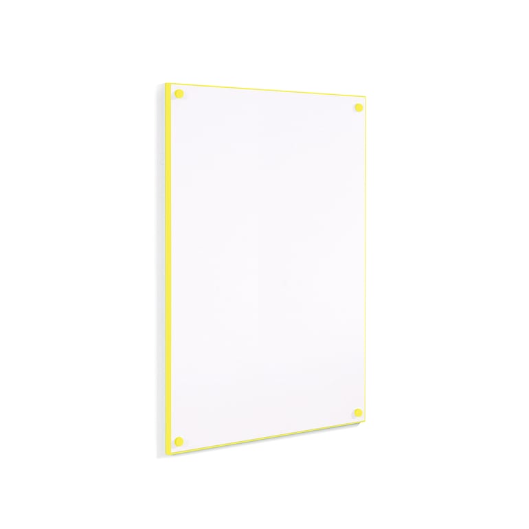 Frameless whiteboard, 876x578 mm, yellow edging | AJ Products IE