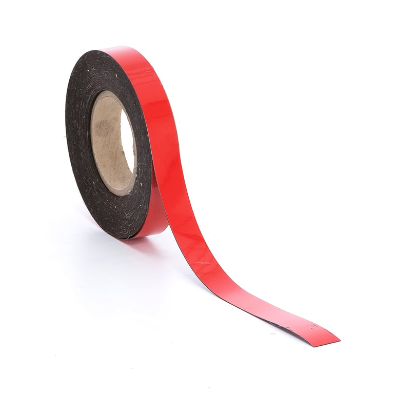 Levně Popisovatelná magnetická páska, 25 mm, délka 20 m, červená