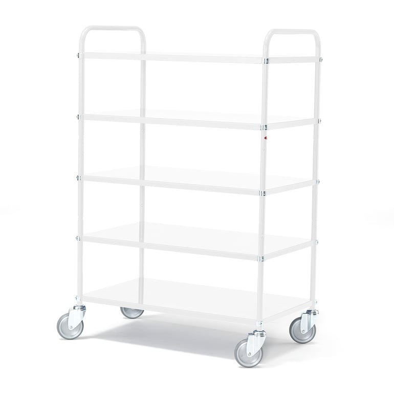 Levně Policový vozík SHUTTLE, 5 polic, 950x550 mm, bílý