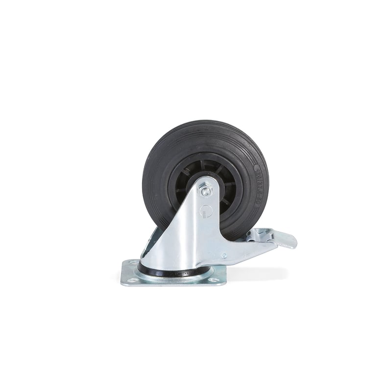 Levně Otočné kolo s brzdou, 125x38 mm, 100 kg, plné gumové