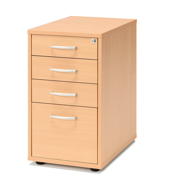 Levně Zásuvkový kontejner FLEXUS, 4 zásuvky, nožičky, 720x400x600 mm, buk