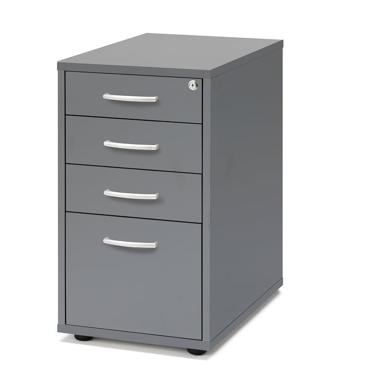 Levně Zásuvkový kontejner FLEXUS, 4 zásuvky, nožičky, 720x400x600 mm, šedý