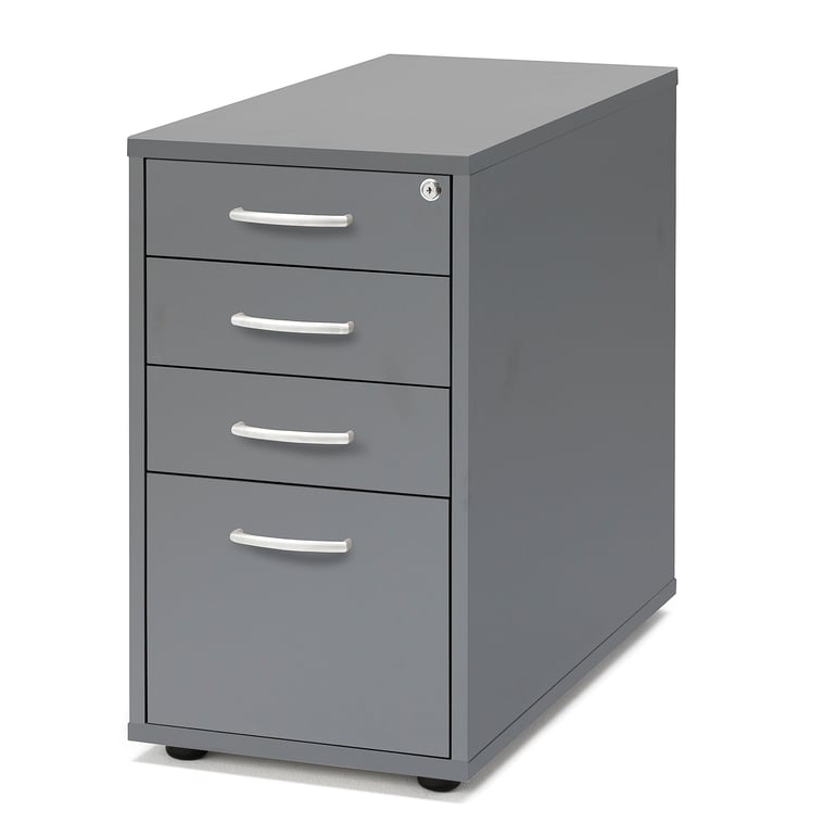 Levně Zásuvkový kontejner FLEXUS, 4 zásuvky, nožičky, 720x400x800 mm, šedý