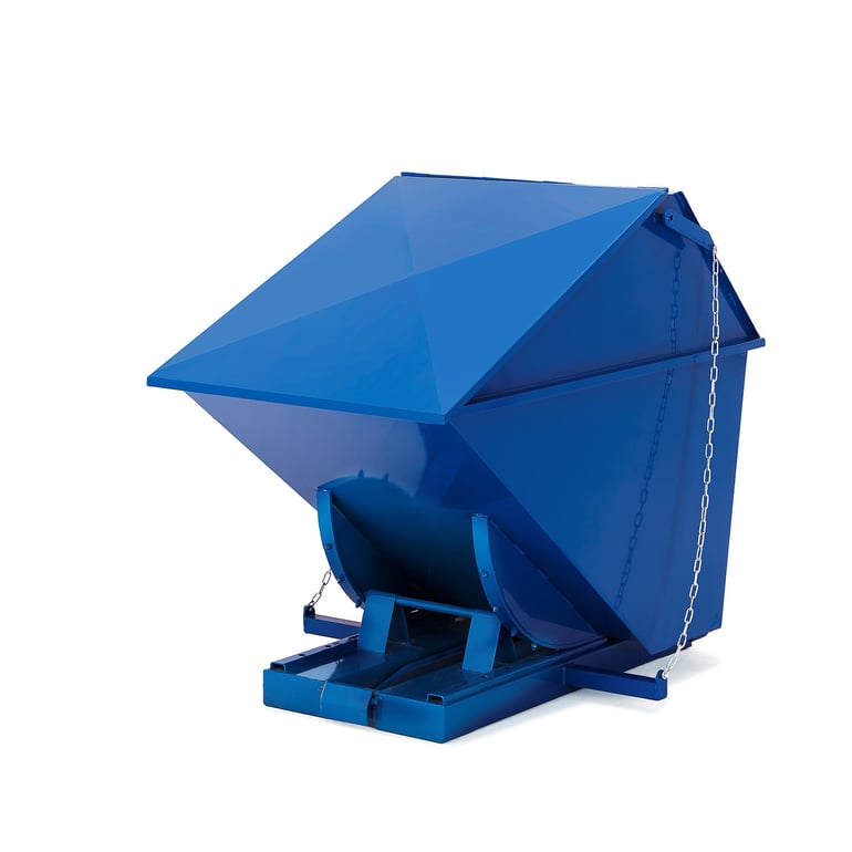 Auto self tipping skip PILE, with lid, 600 L, blue | AJ Products IE
