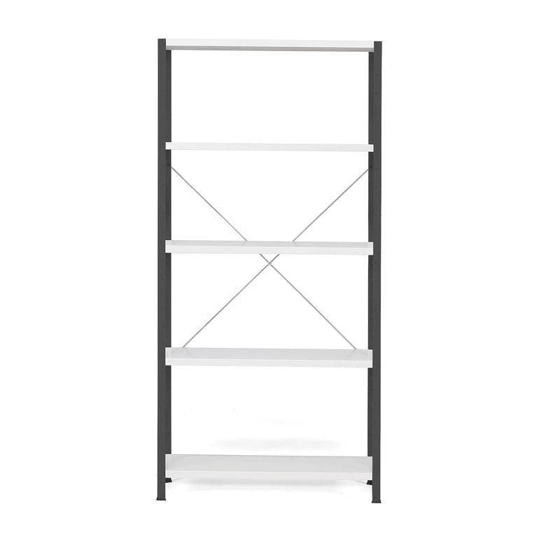 Policový kovový regál IDEAL, základná sekcia, 1970x1010x500 mm, tmavošedý