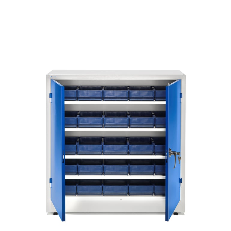 Levně Skříň s plastovými boxy DETAIL + STYLE, 1000x1000x400 mm, 25 boxů