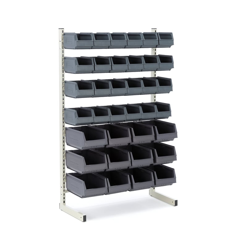 Storage bin rack, single, 36 bins | AJ Products UK