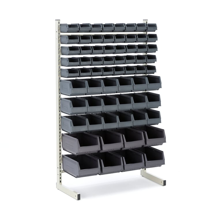 Storage bin rack, single, 66 bins | AJ Products IE