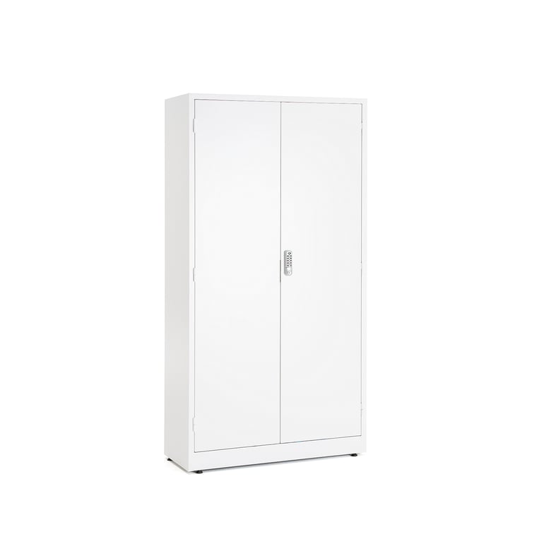 Levně Kovová skříň SAFE, elektronický zámek, 1900x1000x400 mm, bílá