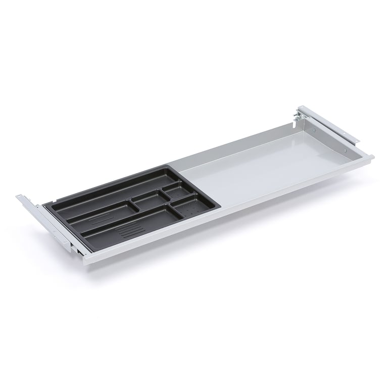 Levně Zásuvka s plastovým organizérem, 871x260x32 mm, stříbrná