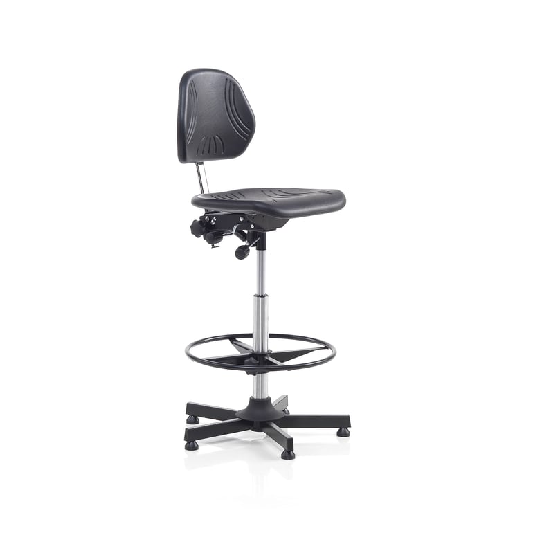 Levně Dílenská pracovní židle RANDWICK, 630x880 mm, opěrný kruh, černá