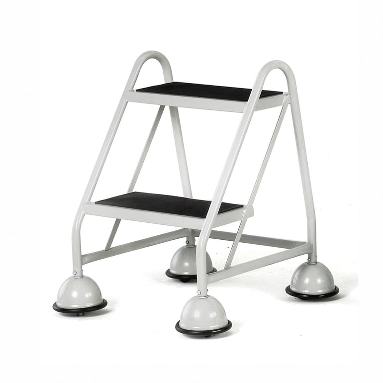 Mobile steps, anti-slip, no handrail, 2 treads, H 508 mm, grey | AJ ...