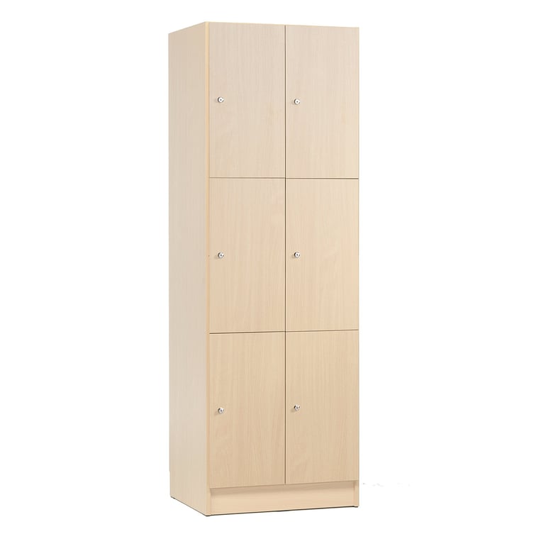 Wooden compartment locker, 2 modules, 6 doors, 1935x645x410mm, birch ...