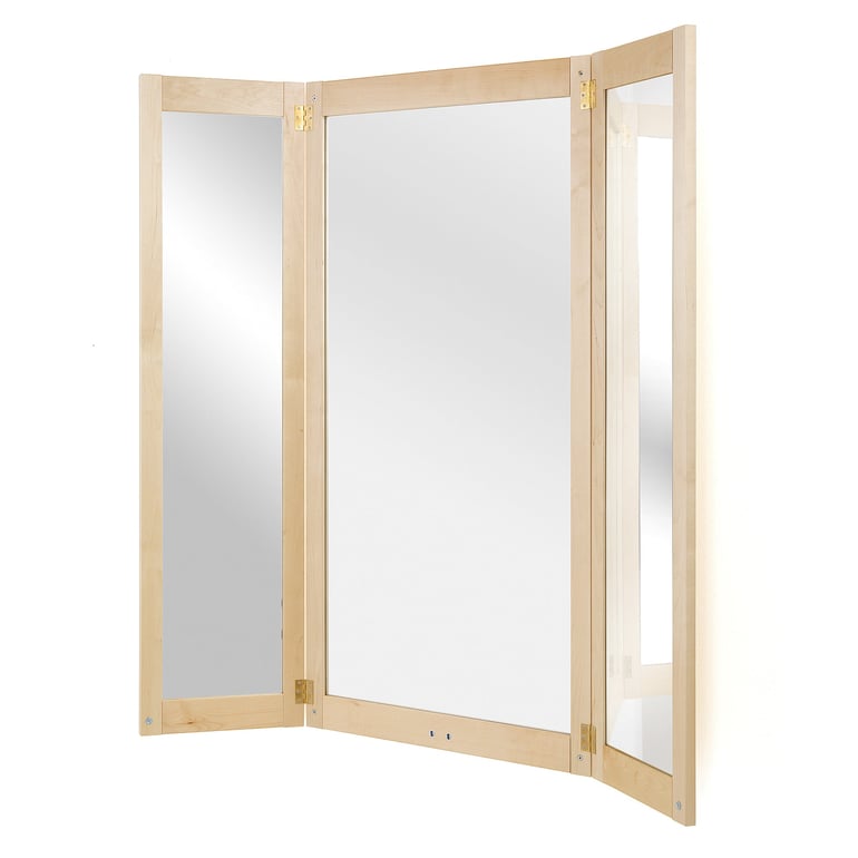 Trojdielne sklopné zrkadlo, 670x1320 mm, breza