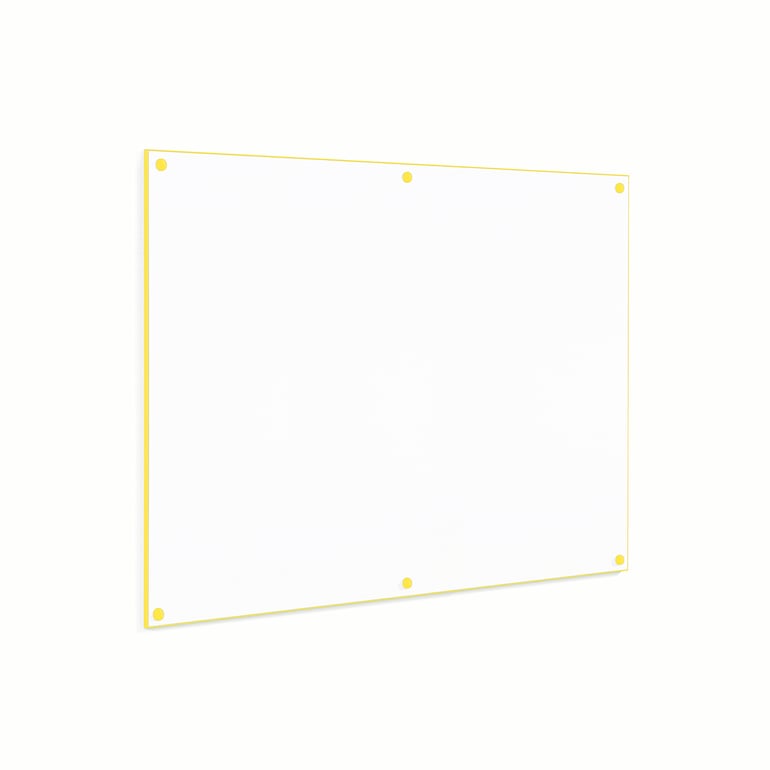 Frameless whiteboard, 1779x1176 mm, yellow edging | AJ Products UK