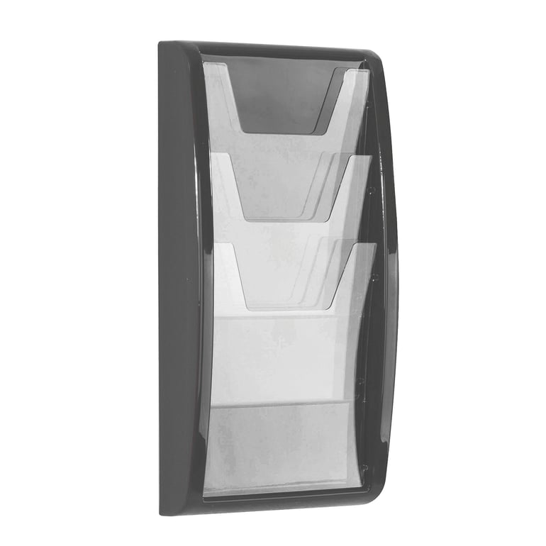 Brochure rack PANORAMA, A4, 3 comps, 267x521 mm, grey | AJ Products UK