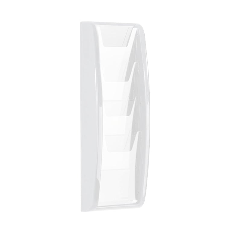 Brochure rack PANORAMA, A5, 4 comps, 184x521 mm, white | AJ Products UK