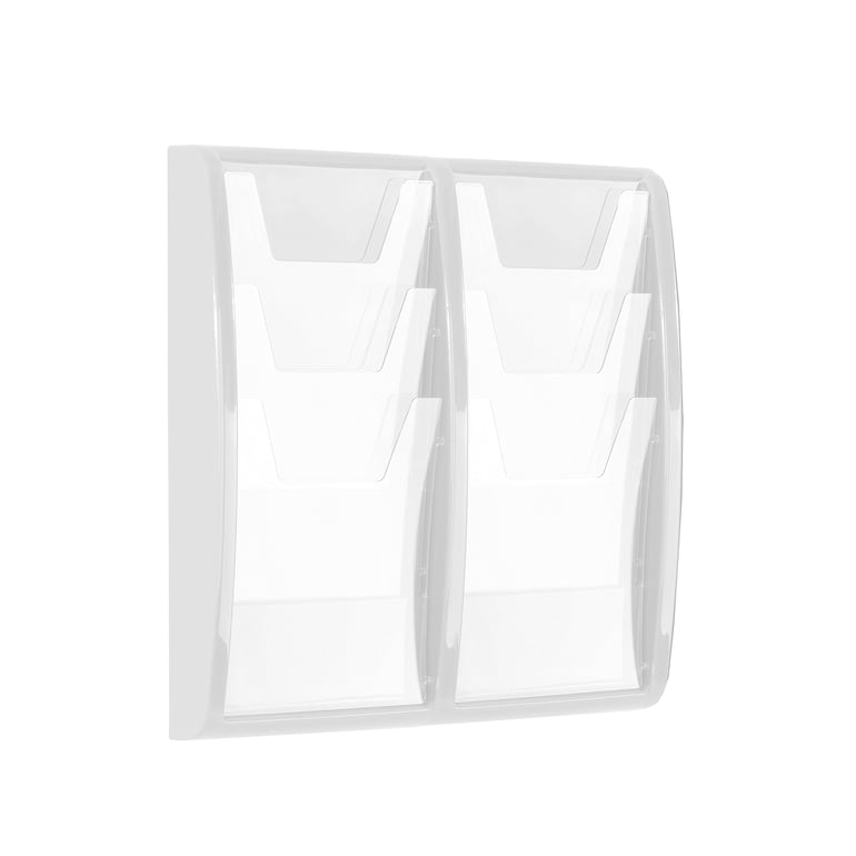 Brochure rack PANORAMA, A4, 6 comps, 502x521 mm, white | AJ Products IE