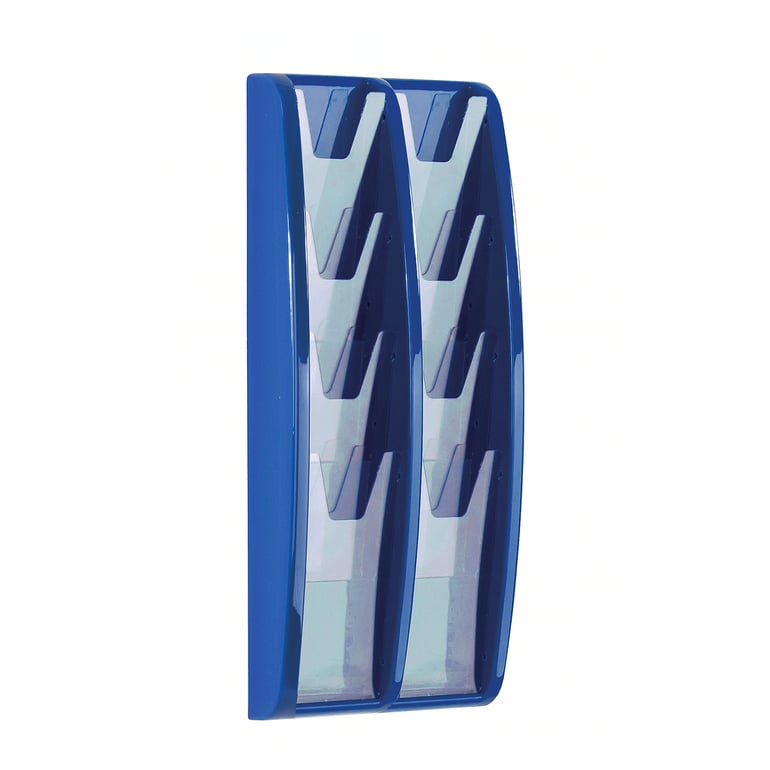 Brochure rack PANORAMA, 1/3 A4, 8 comps, 255x521 mm, blue | AJ Products IE