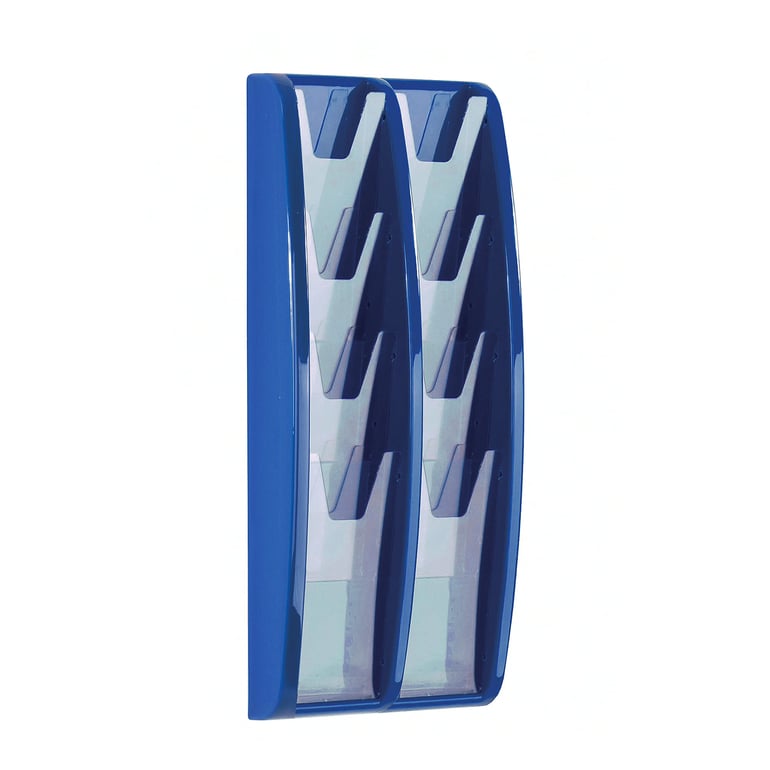 Brochure rack PANORAMA, 1/3 A4, 8 comps, 255x521 mm, blue | AJ Products IE