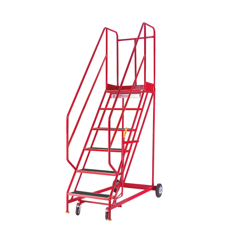 Mobile steps STEPTEK, 6 treads, H 1500 mm, rubber | AJ Products IE