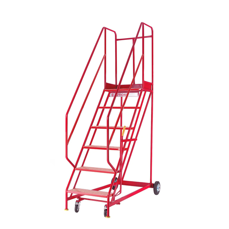 Mobile steps STEPTEK, 6 treads, H 1500 mm, punched | AJ Products IE
