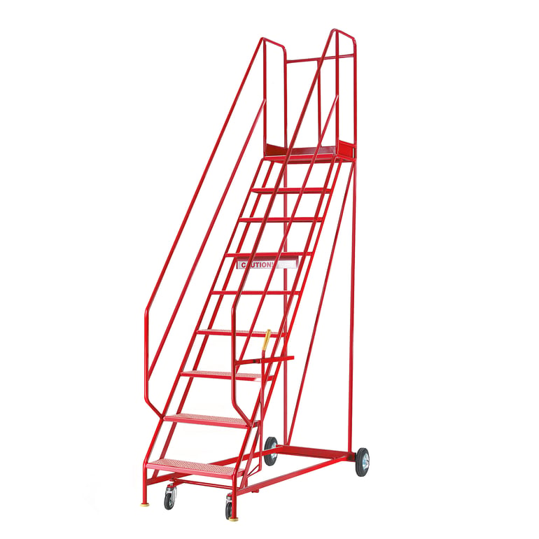 Mobile steps STEPTEK, 9 treads, H 2250 mm, punched | AJ Products IE