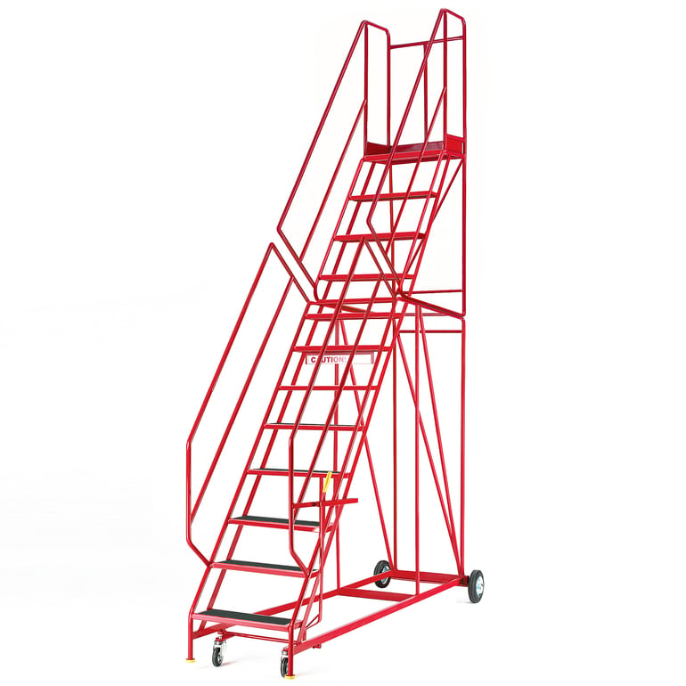 Moveable Steps With Rails Mobile steps STEPTEK, 12 treads, H 3000 mm, rubber | AJ Products IE
