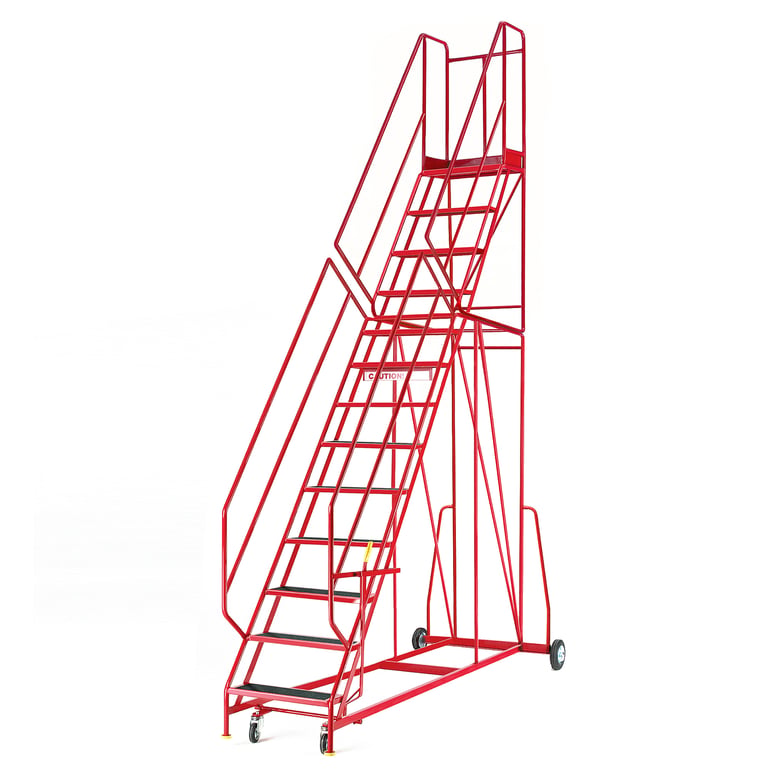 Mobile steps STEPTEK, 13 treads, H 3250 mm, anti-slip | AJ Products UK
