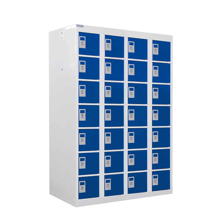 Personal effects locker, 28 comps, 1285x900x380 mm, blue | AJ Products UK