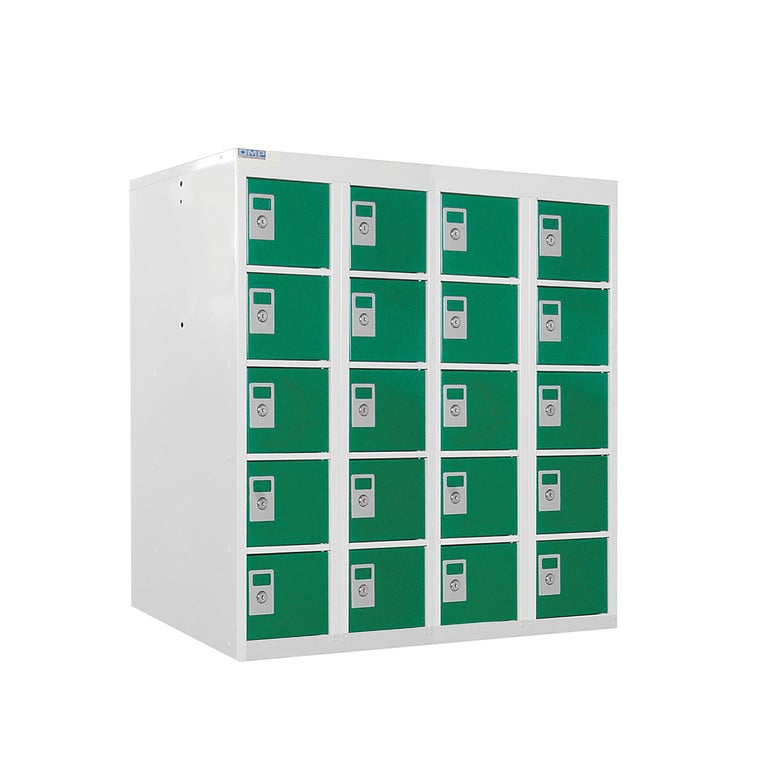 Personal effects locker, 20 comps, 940x900x380 mm, green | AJ Products IE