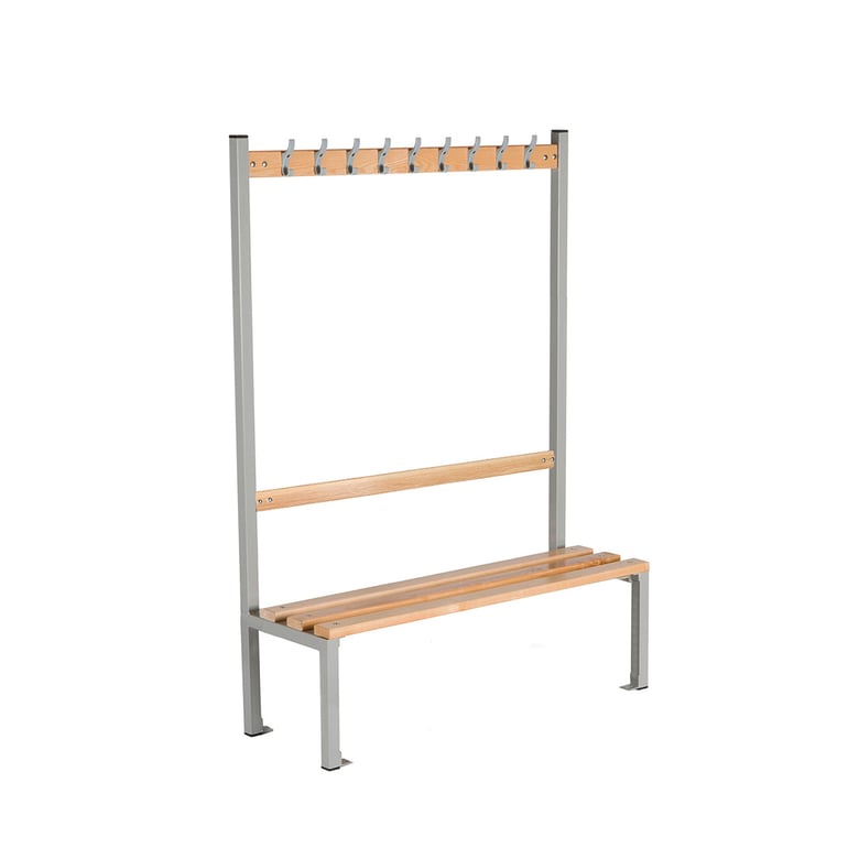 School bench ELITE, 9 hooks, 1200x400x1370 mm, grey | AJ Products UK