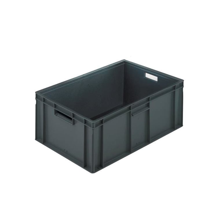 Euro box, solid with cut-out handles, 600x400x230 mm, 45 L, grey | AJ ...