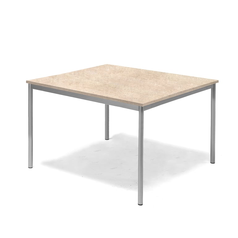 Levně Stůl SONITUS, 1200x1200x720 mm, stříbrné nohy, deska s linoleem, béžová
