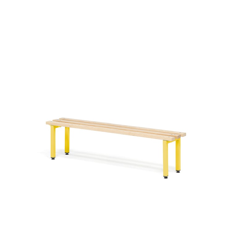Changing room bench ELITE, 1200x300x390 mm, beech, yellow | AJ Products IE