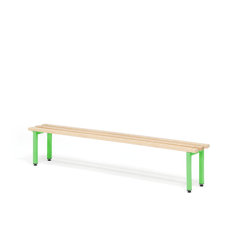 Changing room bench ELITE, 1500x300x390 mm, beech, green | AJ Products UK