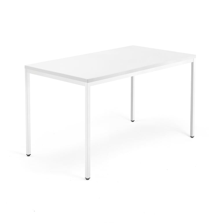 Levně Psací stůl QBUS, 4 nohy, 1400x800 mm, bílý rám, bílá