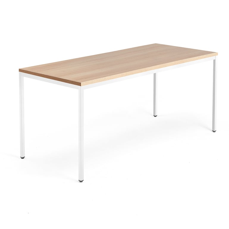 Levně Psací stůl QBUS, 4 nohy, 1800x800 mm, bílý rám, dub